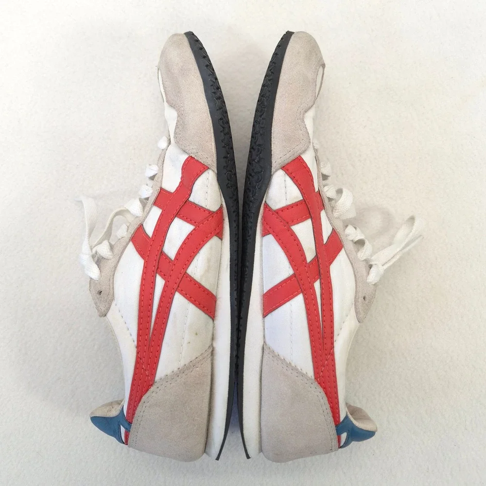 Onitsuka Tiger Serrano White Red Leather Suede Sneakers Mens 5 Womens 6.5